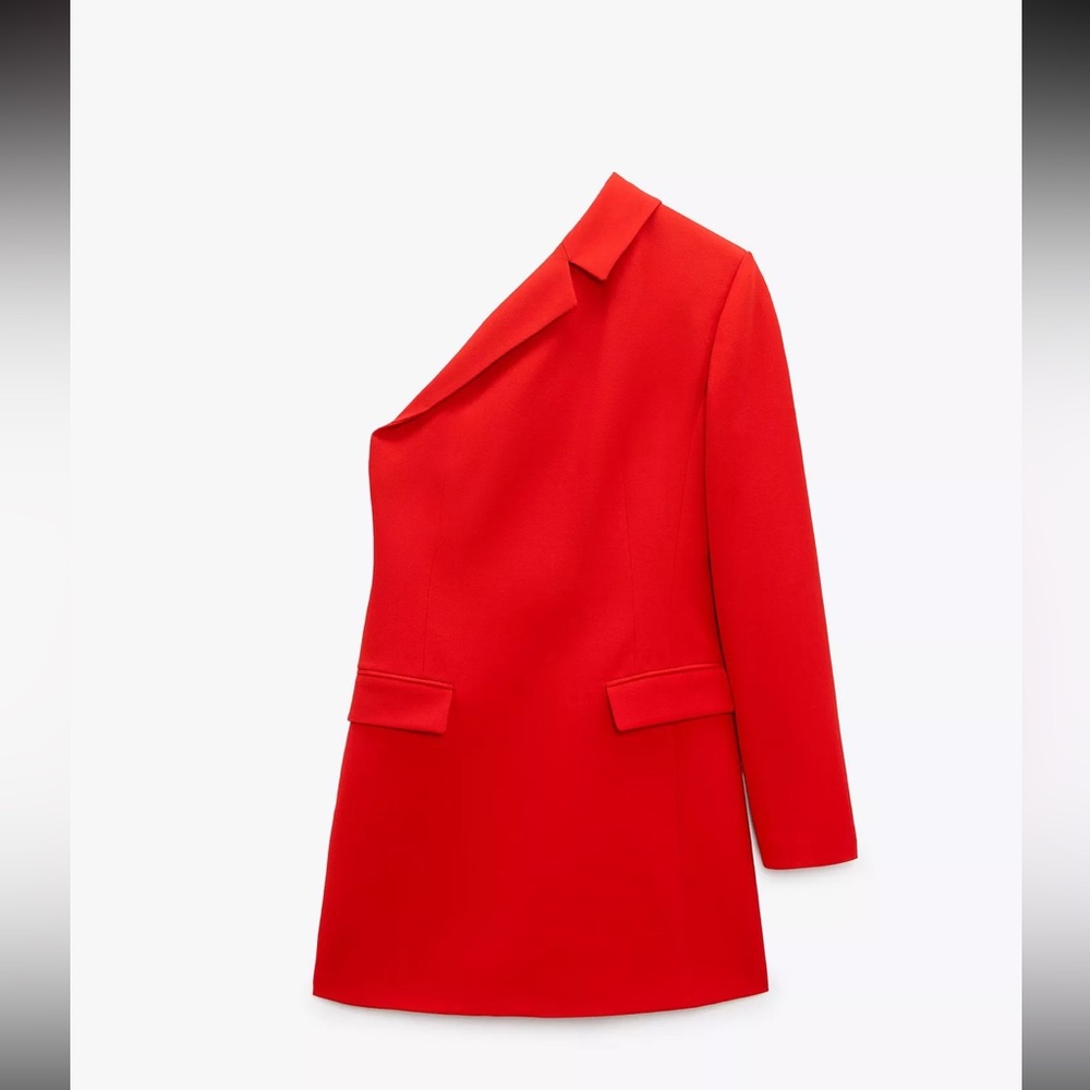 Asymmetrical Red Blazer Dress